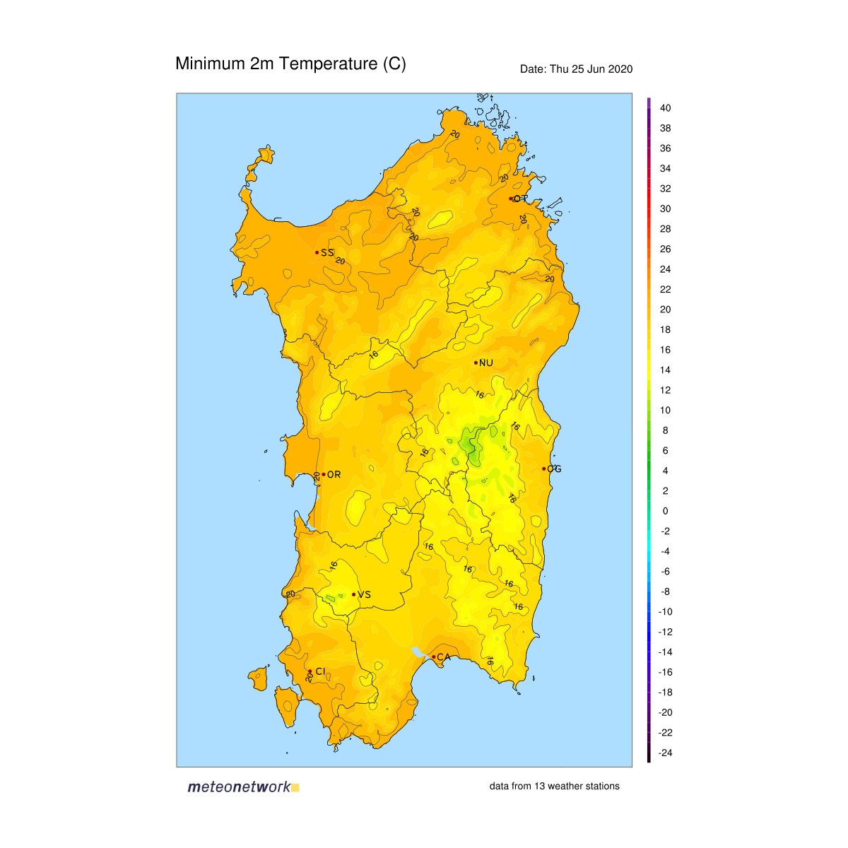 Mappe rete stazioni meteo Sardegna - MeteoNetwork
