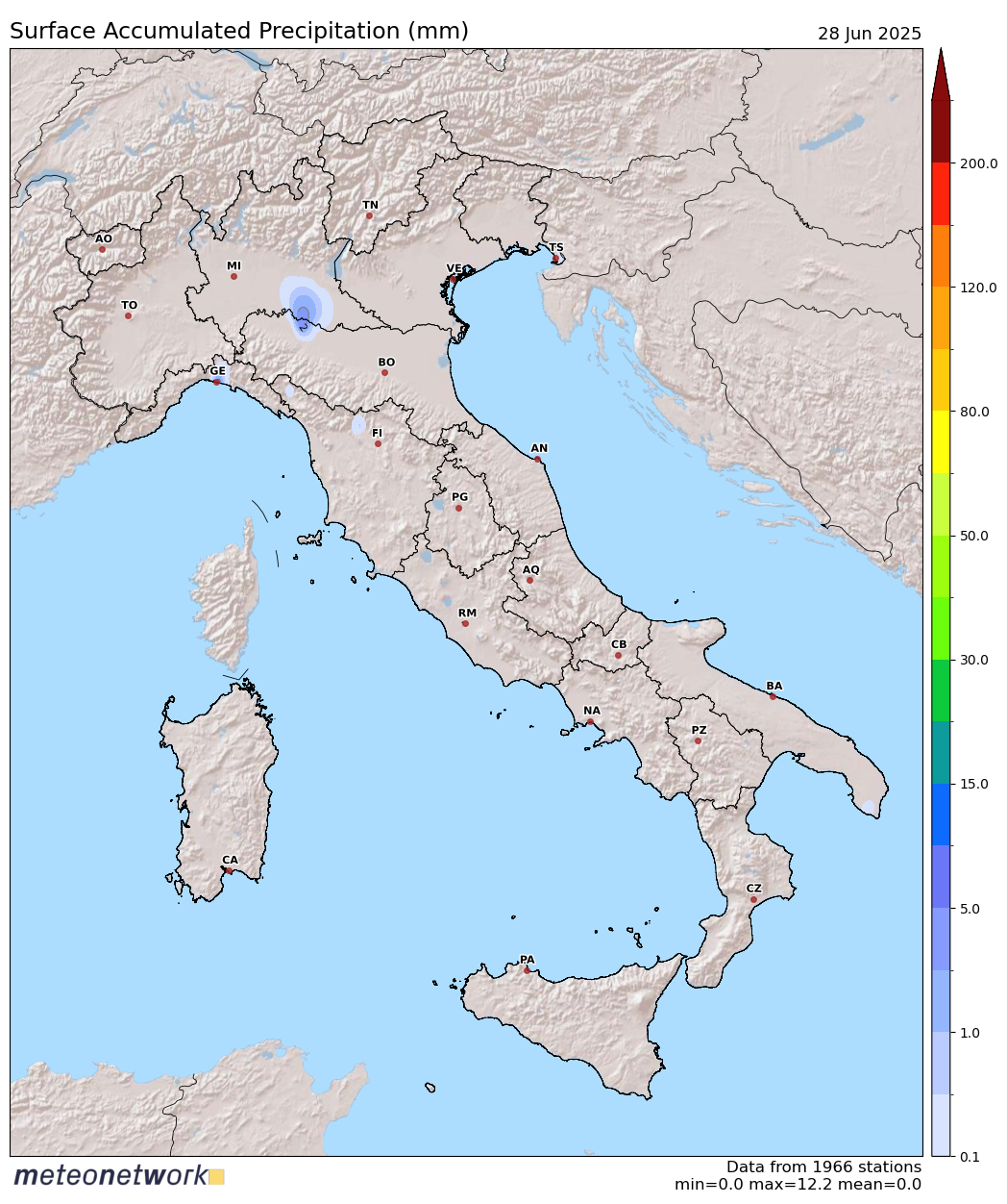 Pioggia Giugno 2025 - Dove e quanto è piovuto in Italia 28 Meteonetwork