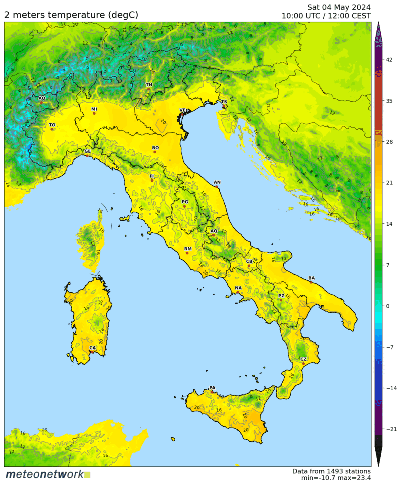 Animazione Dati Meteo 2022-01-25 temp_italia