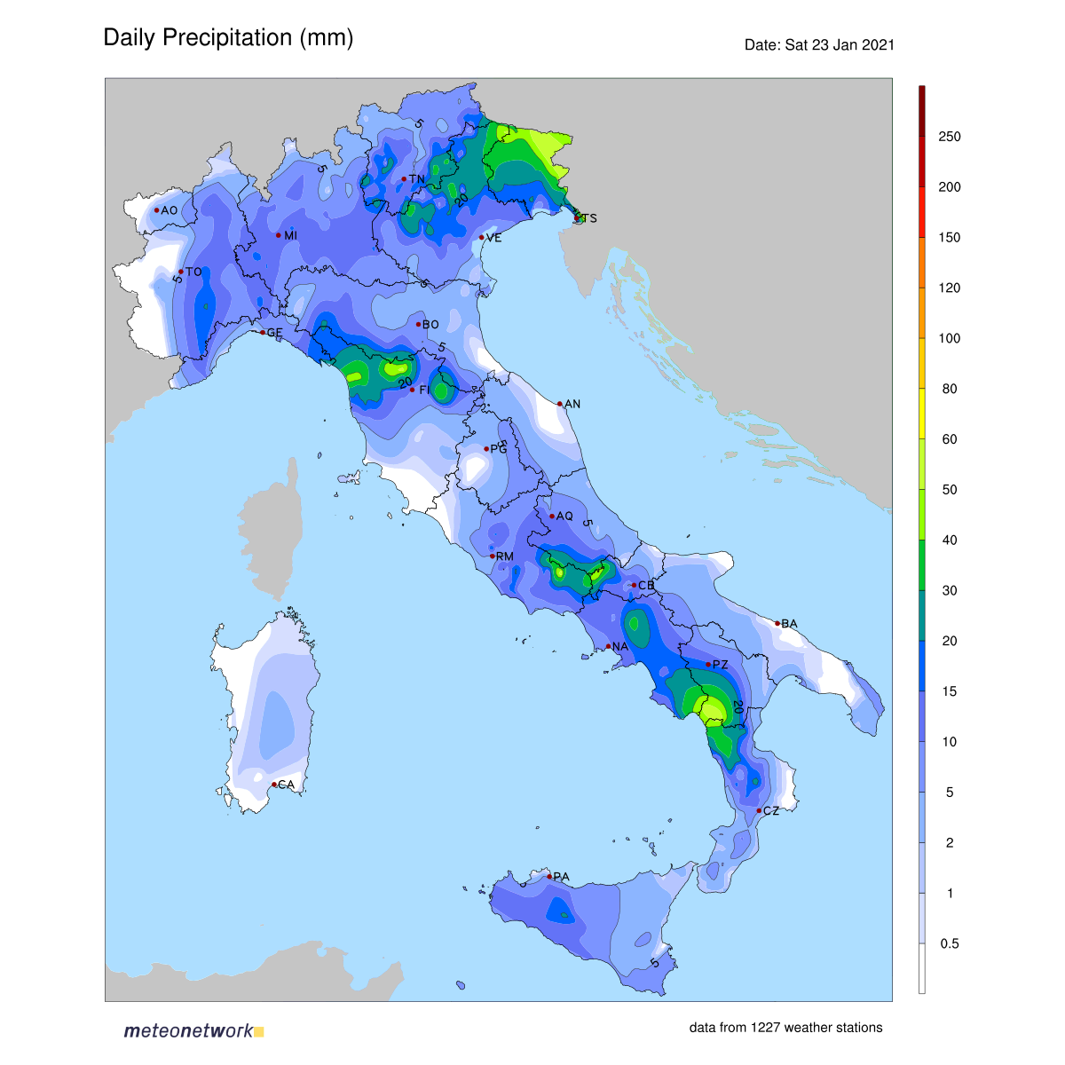 Dati Meteo 2021-01-23 prec_italia
