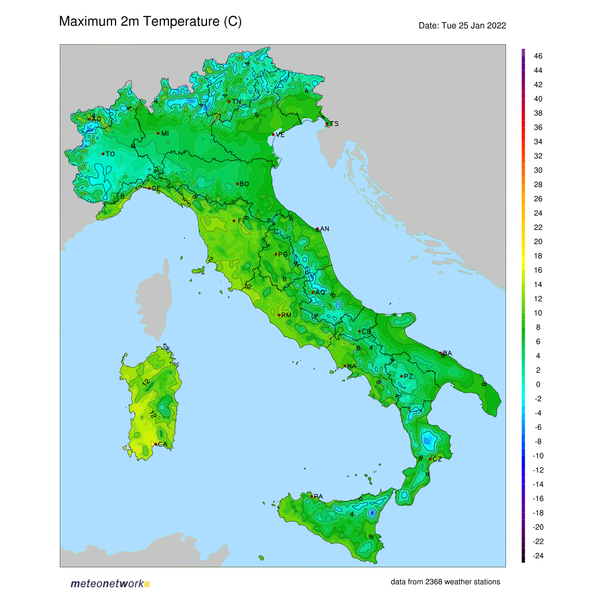 Dati Meteo 2022-01-25 temp_max_italia