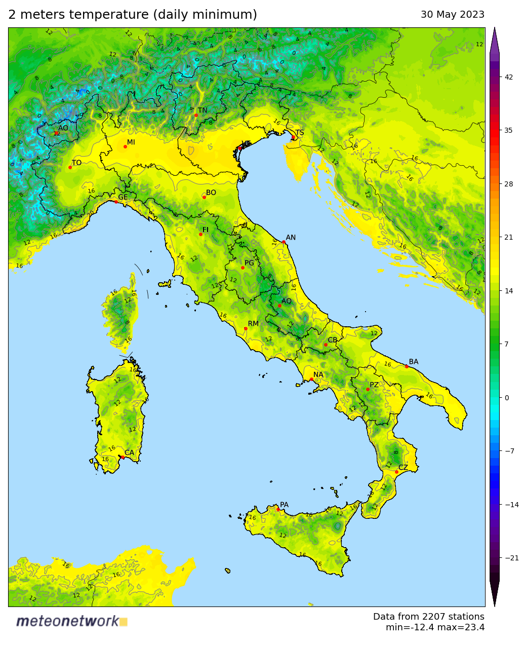 Dati Meteo 2023-05-30 temp_min_italia