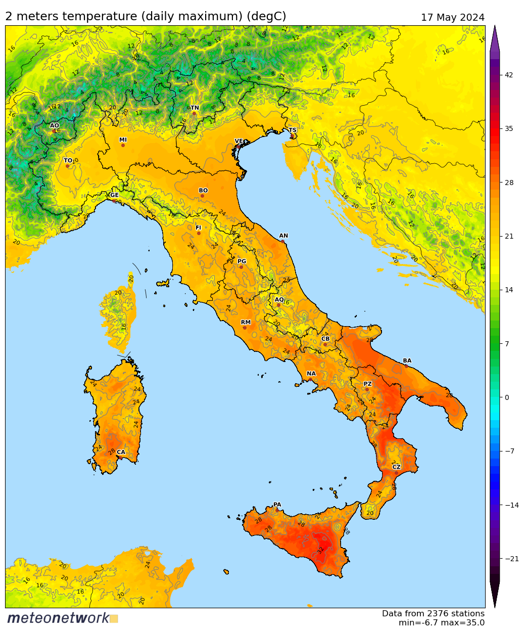 Dati Meteo 2024-05-17 temp_max_italia