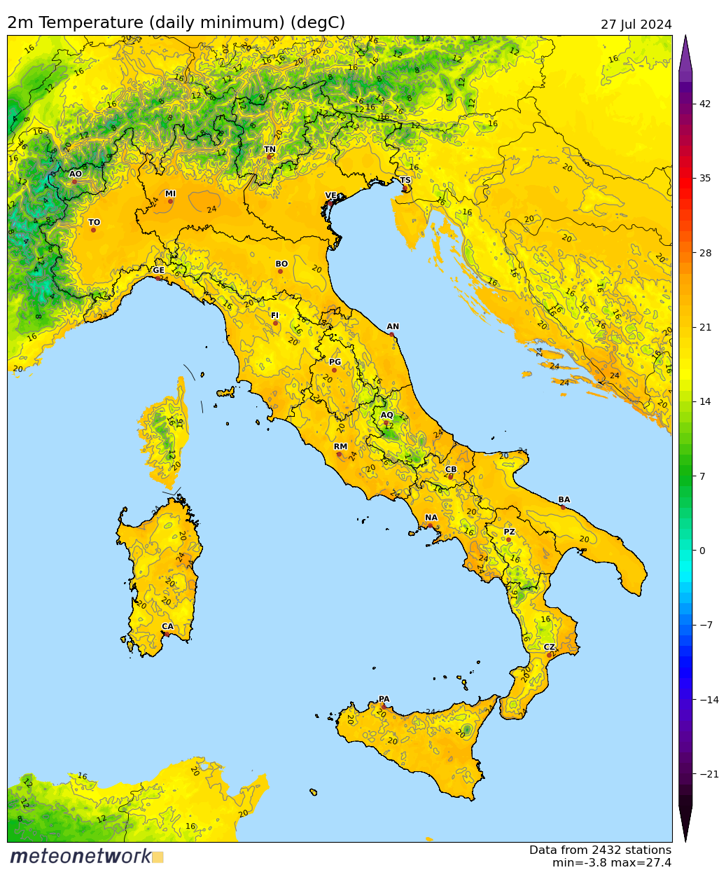 Dati Meteo 2024-07-27 temp_min_italia