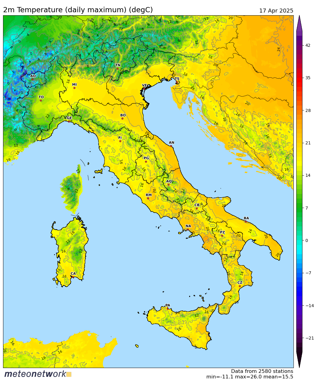 Dati Meteo 2025-04-17 temp_max_italia